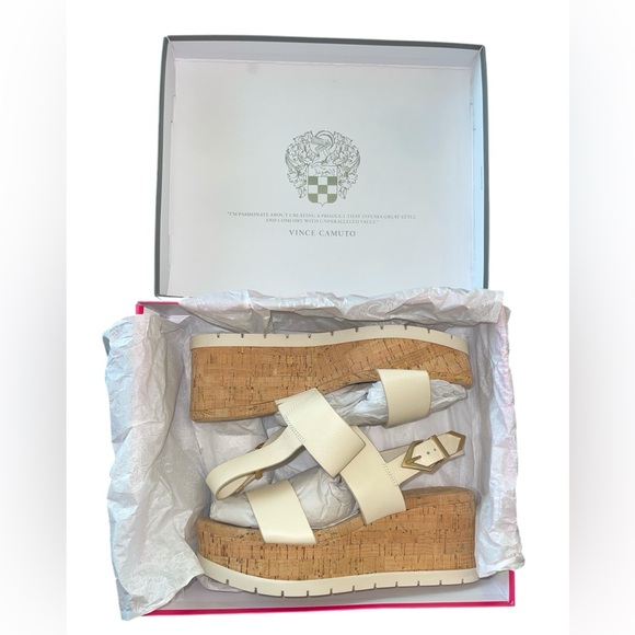 Vince Camuto Cream Wedge Platform Sandals Size 8.5 NWT - Picture 8 of 12